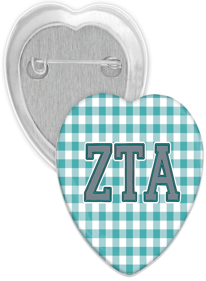 SCRAPHEART Zeta Tau Alpha Sorority 2-Pin Button Set, Licensed ZTA Game Day Pin and Heart-Shaped Gingham Button Set, ZTA Big Little Gift, Bid Day Favors, Cute Greek Life Accessories, ZTA Sorority Gifts - Image 3